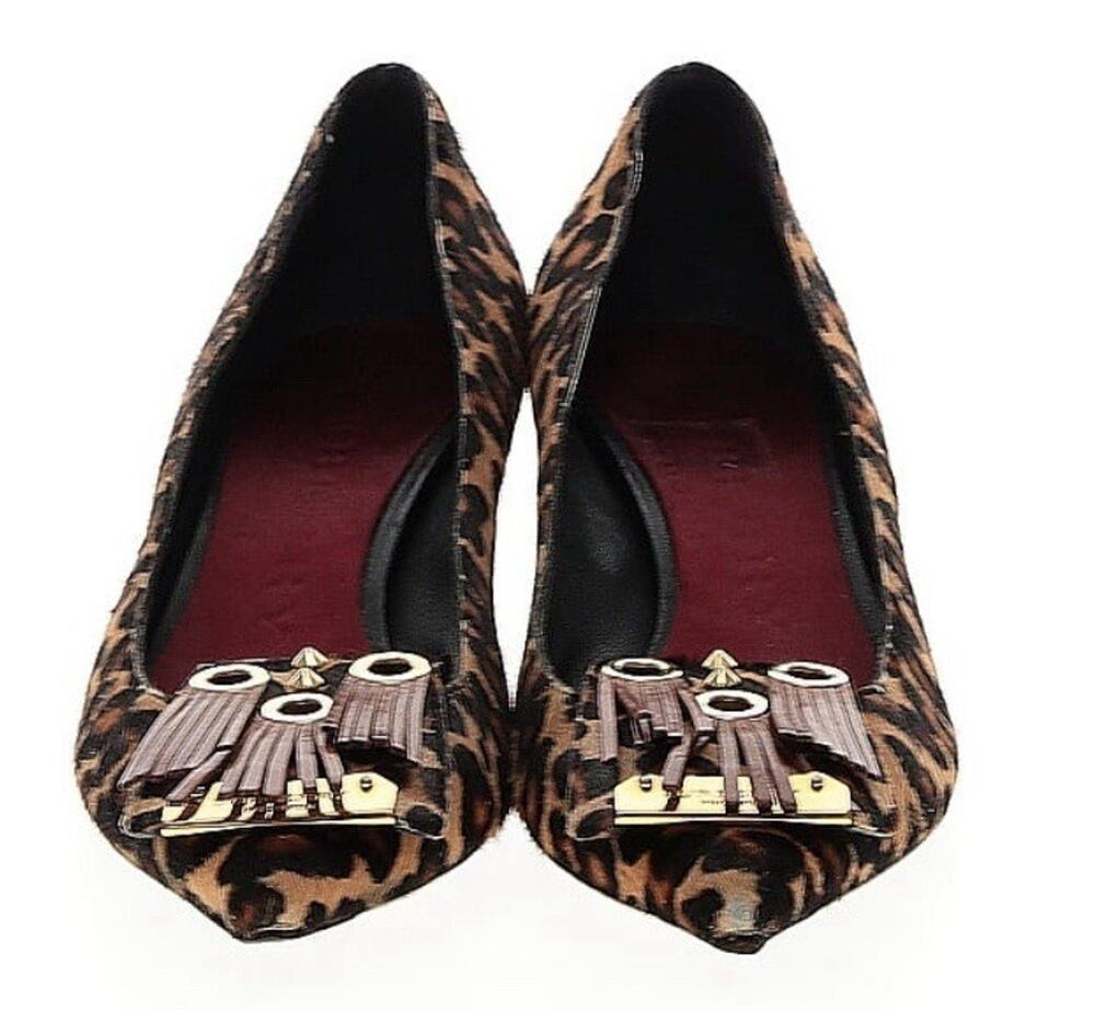 BURBERRY Animal Fur Gold/Leather Toe Tassel Accent EU 38/US 7.5-8